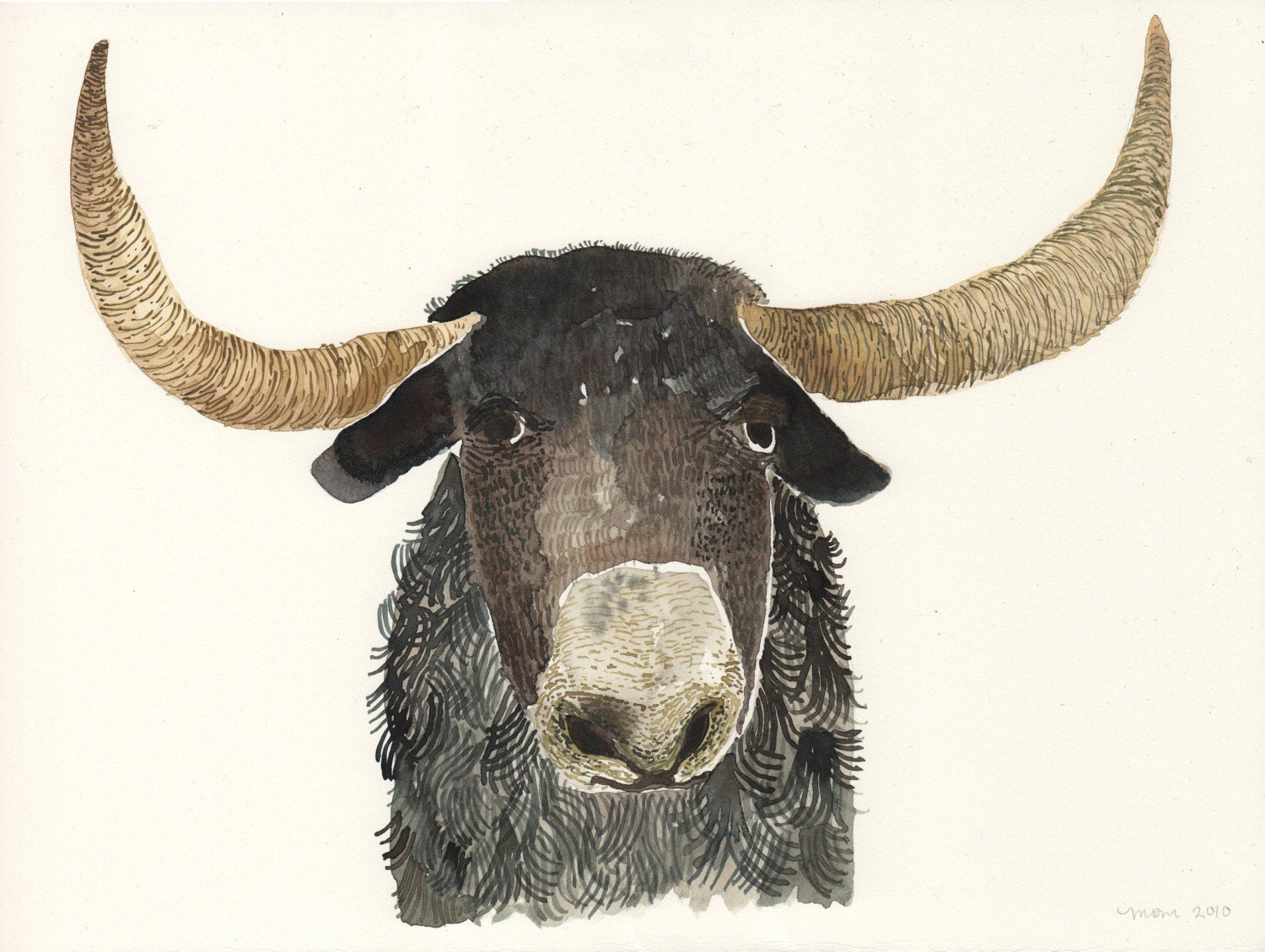 Single Ram - Original watercolor painting