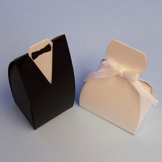 Wedding Favor Boxes wedding gown and tux 10 each From susiedees