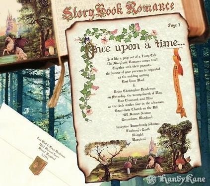 Wedding Invitations Storybook fairy tale cinderella Scroll Package 200 FREE 