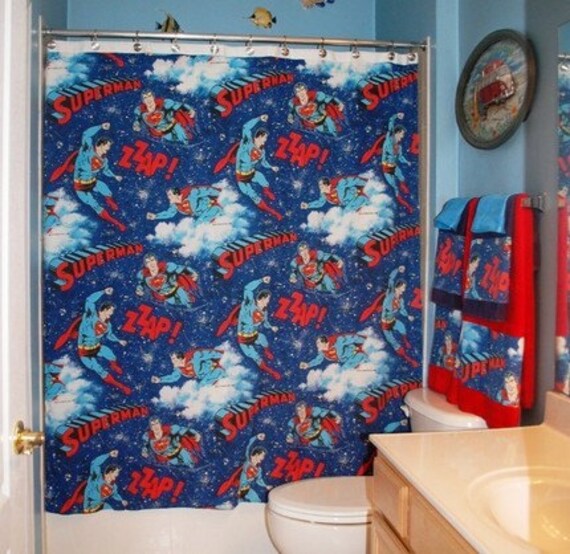 Bathroom Set Made with Vintage Superman Bed Sheet