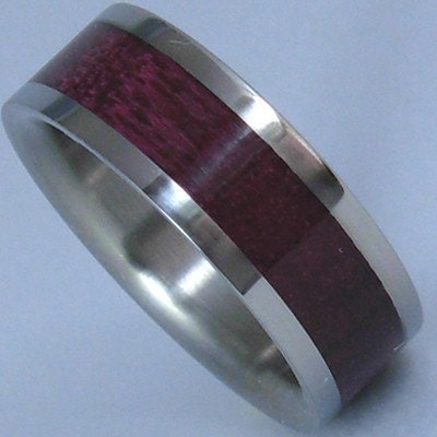 Custom Made Titanium Purple Heart Wood Ring Unique Wedding Band
