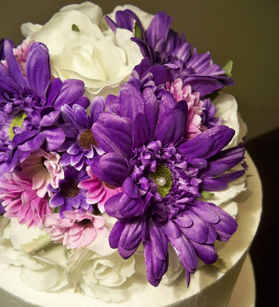purple gerbera daisies wedding