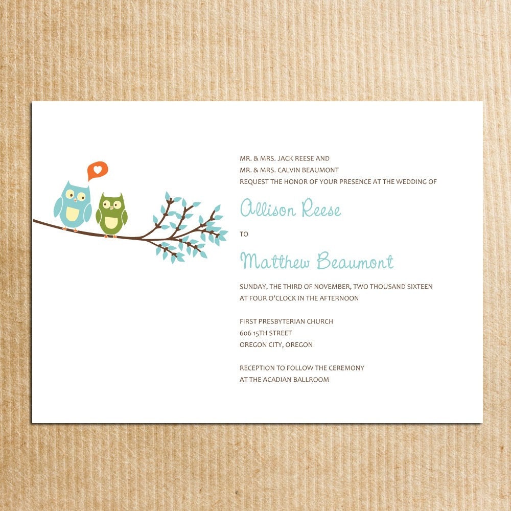 wHIMSICAL OWLS Wedding Invitation Stationery by razzledazzledesign on Etsy