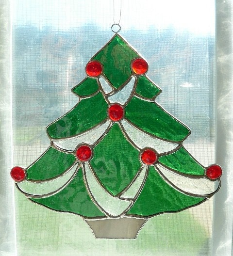 stained glass  Christmas Tree  suncatcher