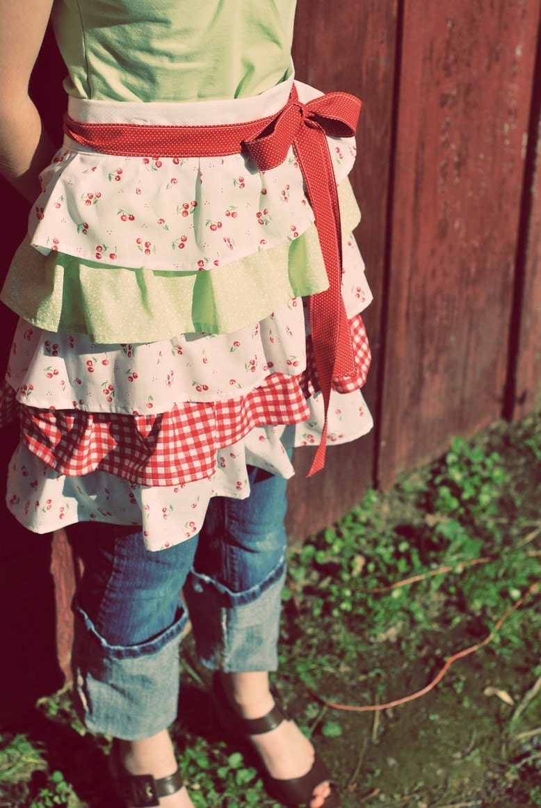 Sweet Cherry Pie - Ruffled Half-Apron