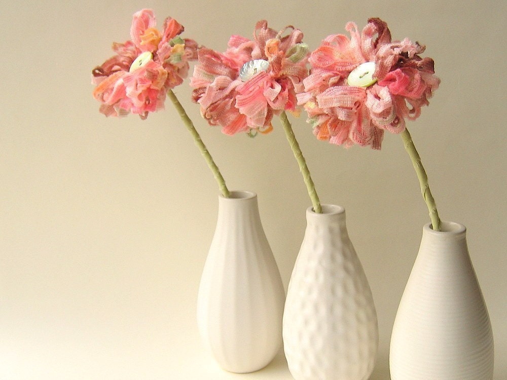 3 Rosebud Pink Flowers