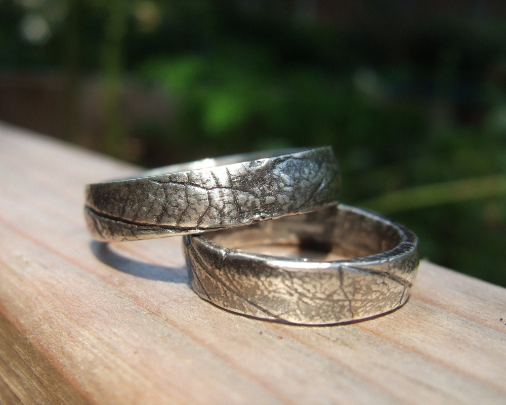 Gentleman Leaf, set of handmade silver rings