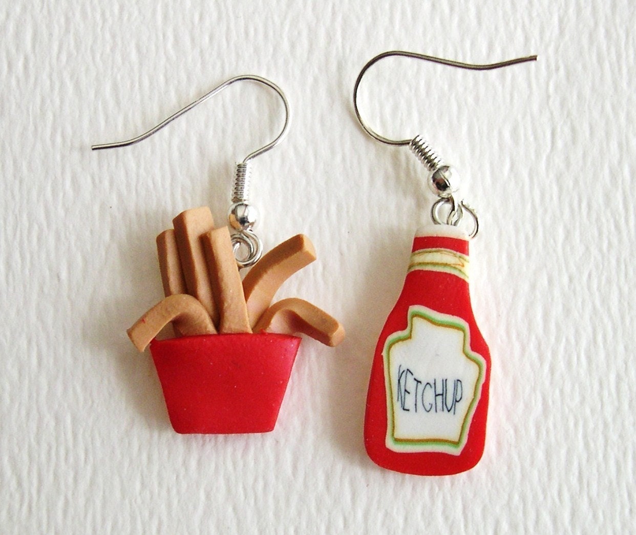 Ketchup and Fries dangly earrings