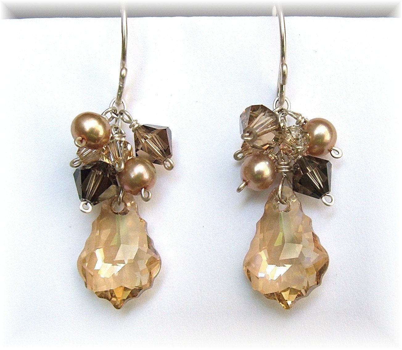 Bridesmaid Earrings  Dark Brown Espresso to Golden by Handwired from etsy.com