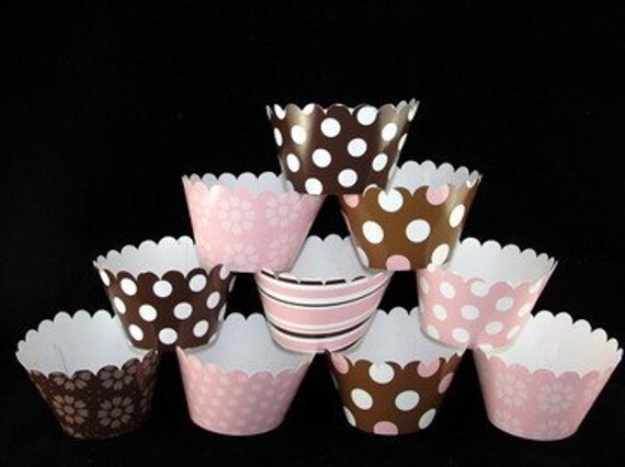 Pink and Brown Cupcake Wrappers