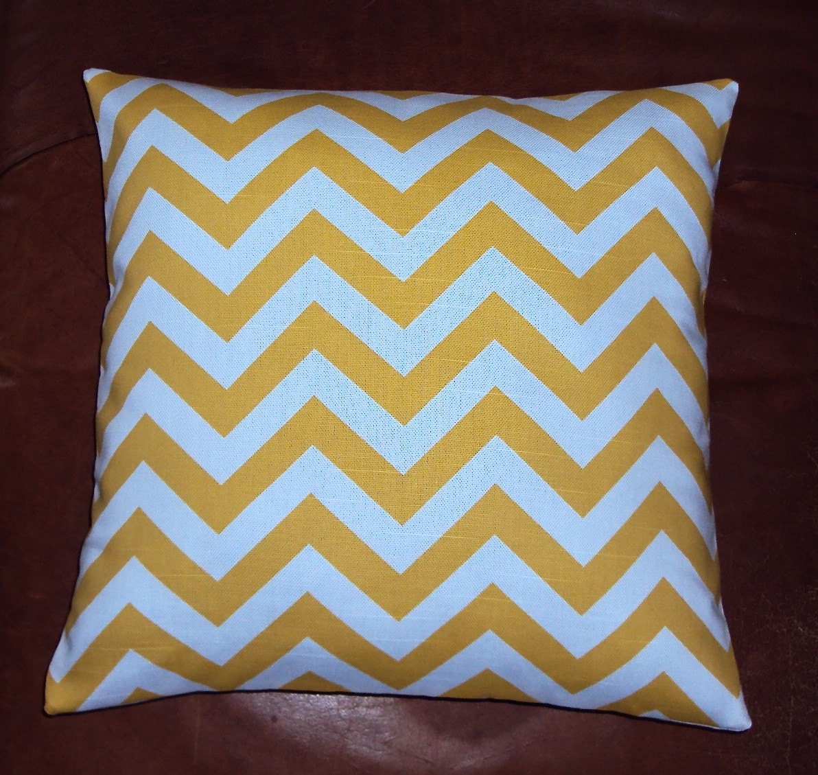Bright Yellow Chevron Zig Zag Fabric Pillow Cover - FREE SHIPPING