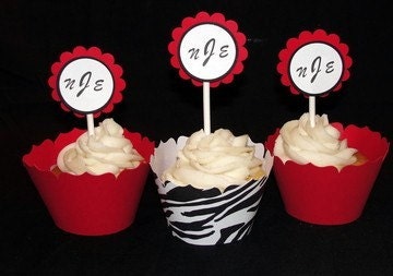 Red and Zebra Print Cupcake Wrappers