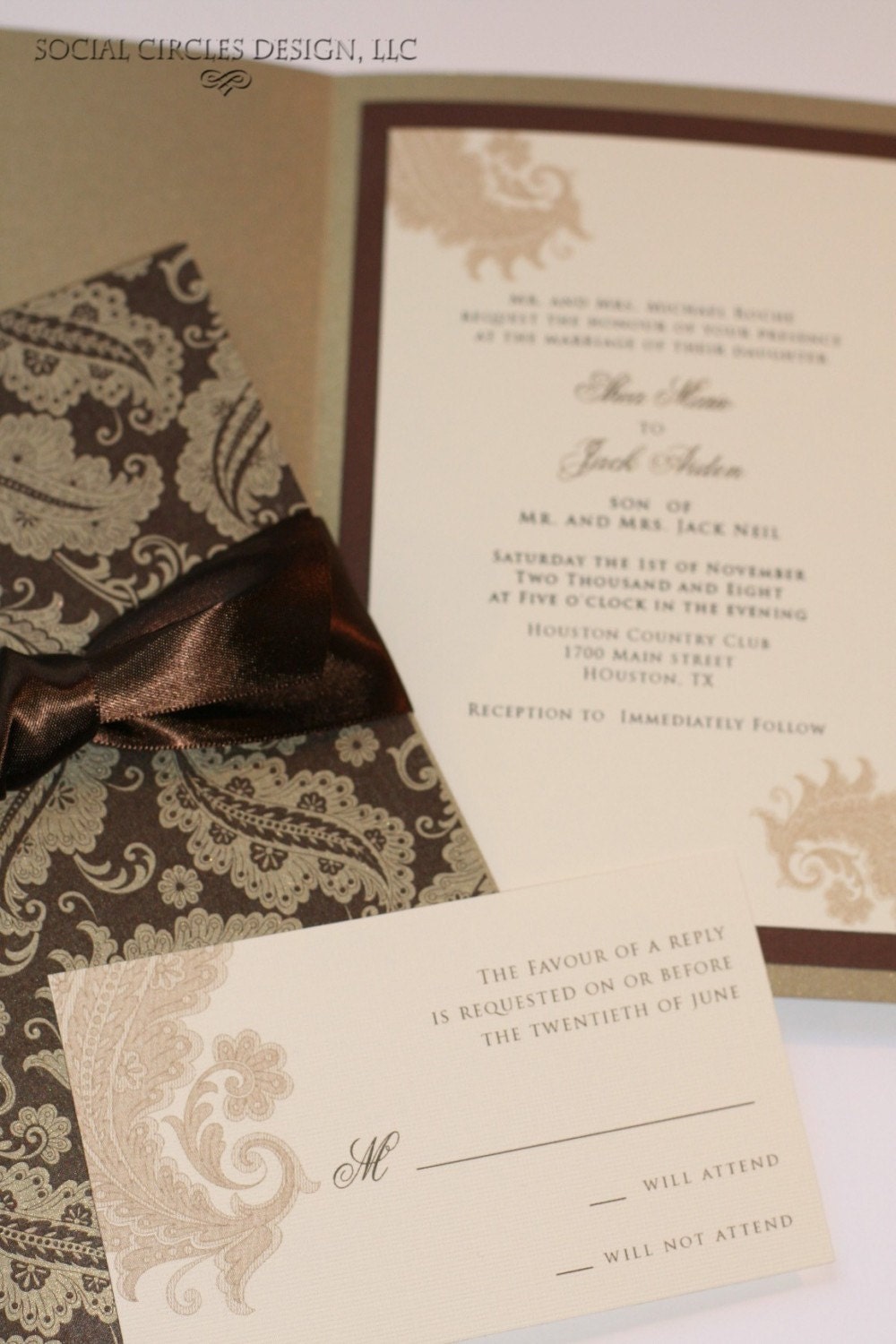 Brown and Gold Wedding Invitations