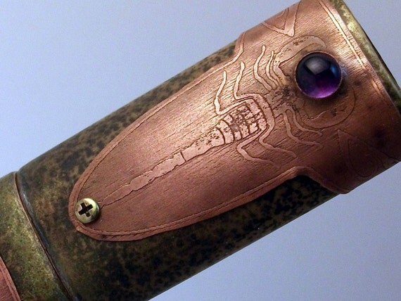 Steampunk Scorpion USB drive, amethyst