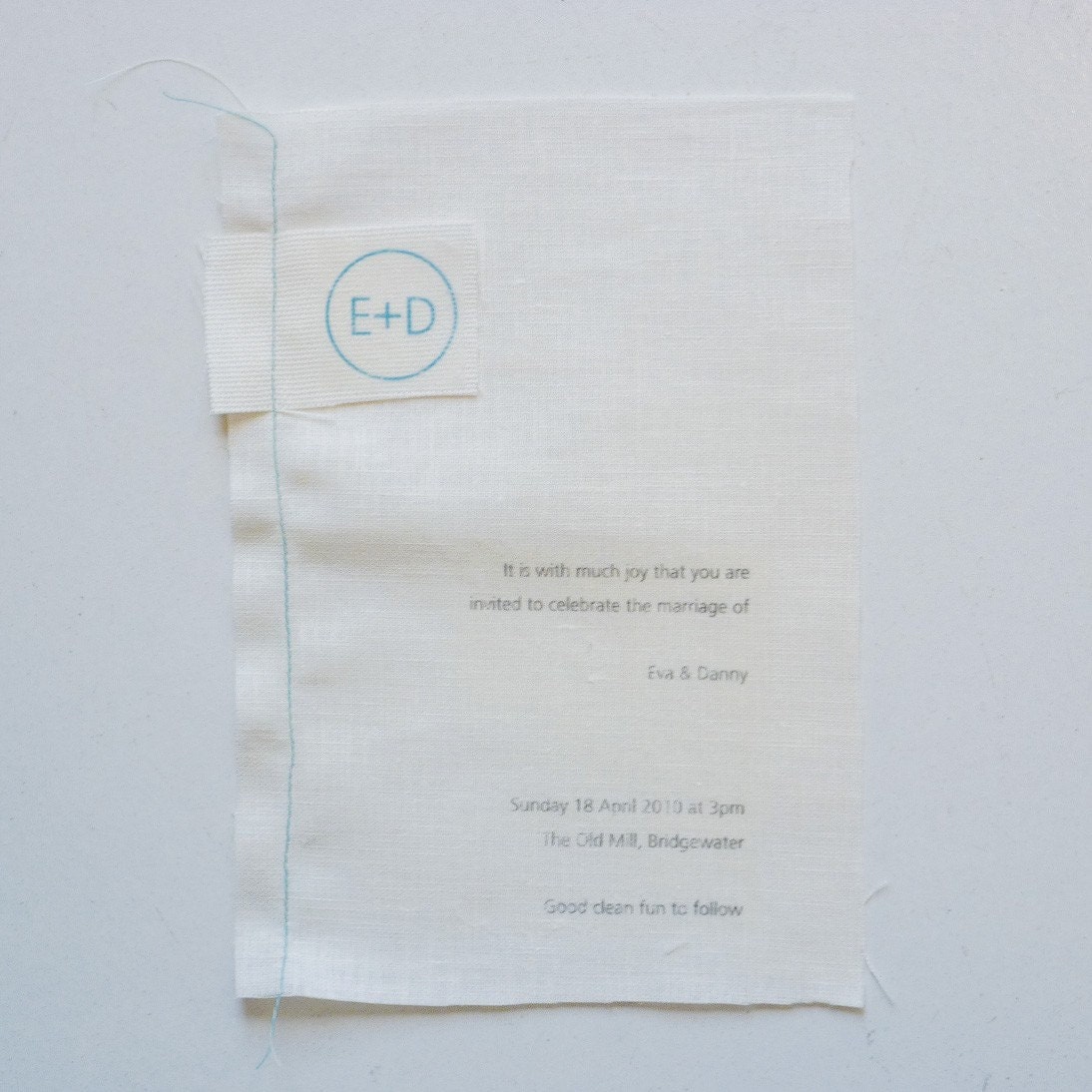 Laundromat screenprinted linen invitation