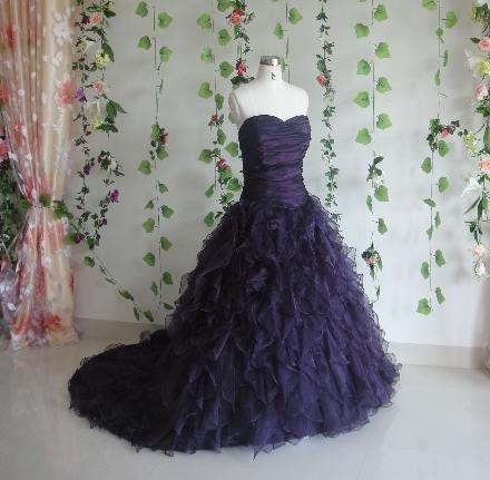 This Purple Wedding Dress is made with gorgeous bridal taffeta and organza
