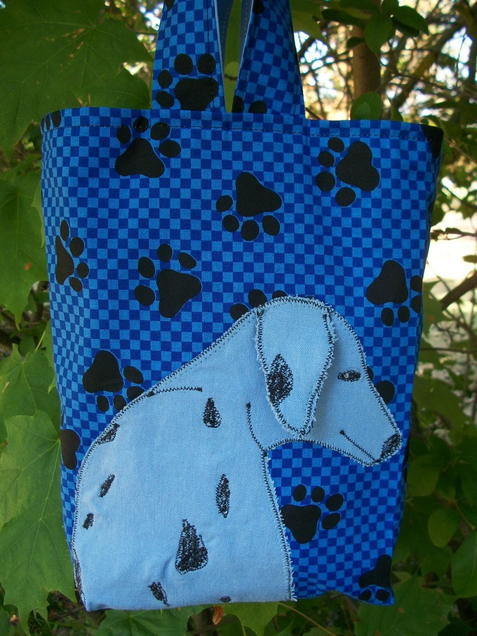 Dalmatian Tote Bag/ Blue Checked