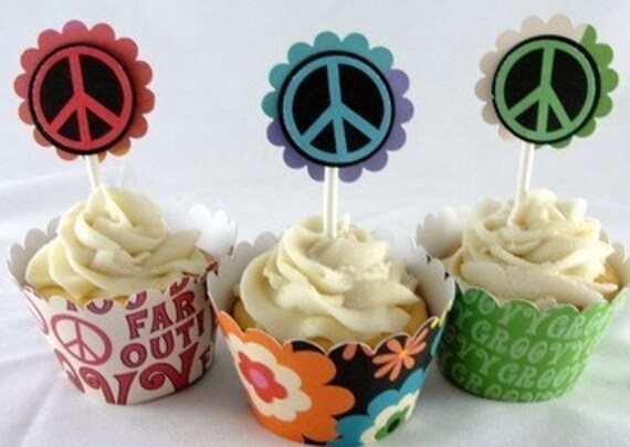 Peace Sign Cupcake Toppers 2