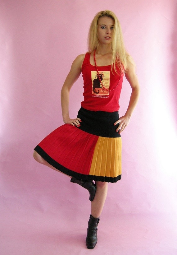 COLOR Block Pleated Vintage 80s Liz Claiborne Skirt by empressjade from etsy.com