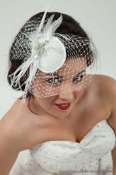 Stunning Bridal Hat Swarovski Rhinestone Embellishment Feathers and Mini