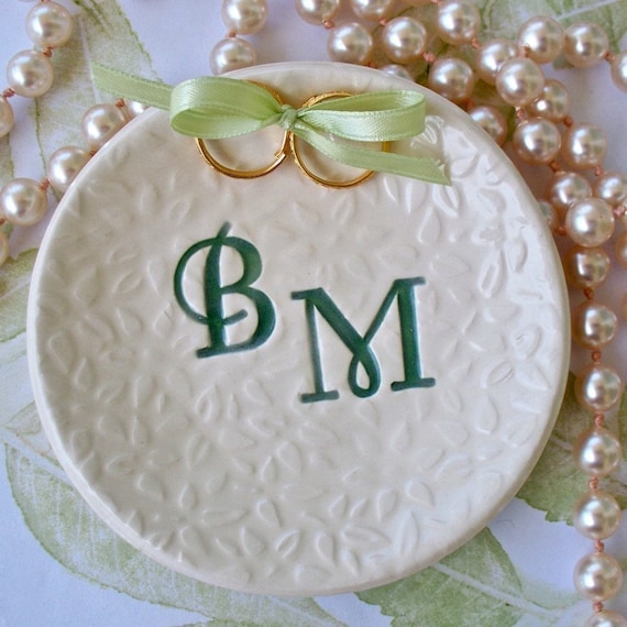 Custom Ring Bearer  Monogram Bowl / Wedding / Keepsake / Textured / Personalized