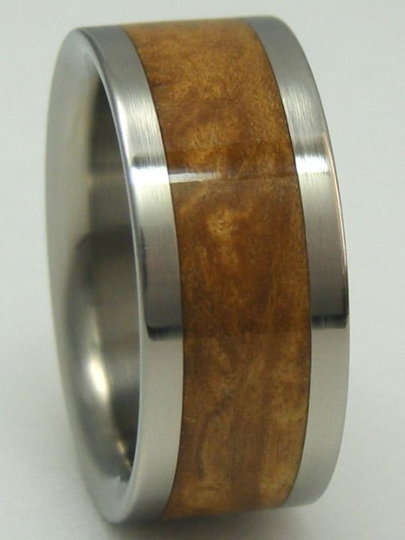 Custom Made Titanium Wood Ring Unique Wedding Band