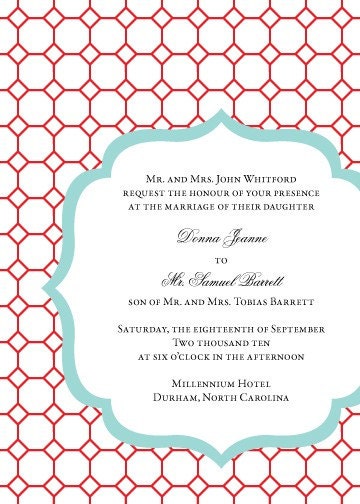 Retro red and turquoise printable invitation set