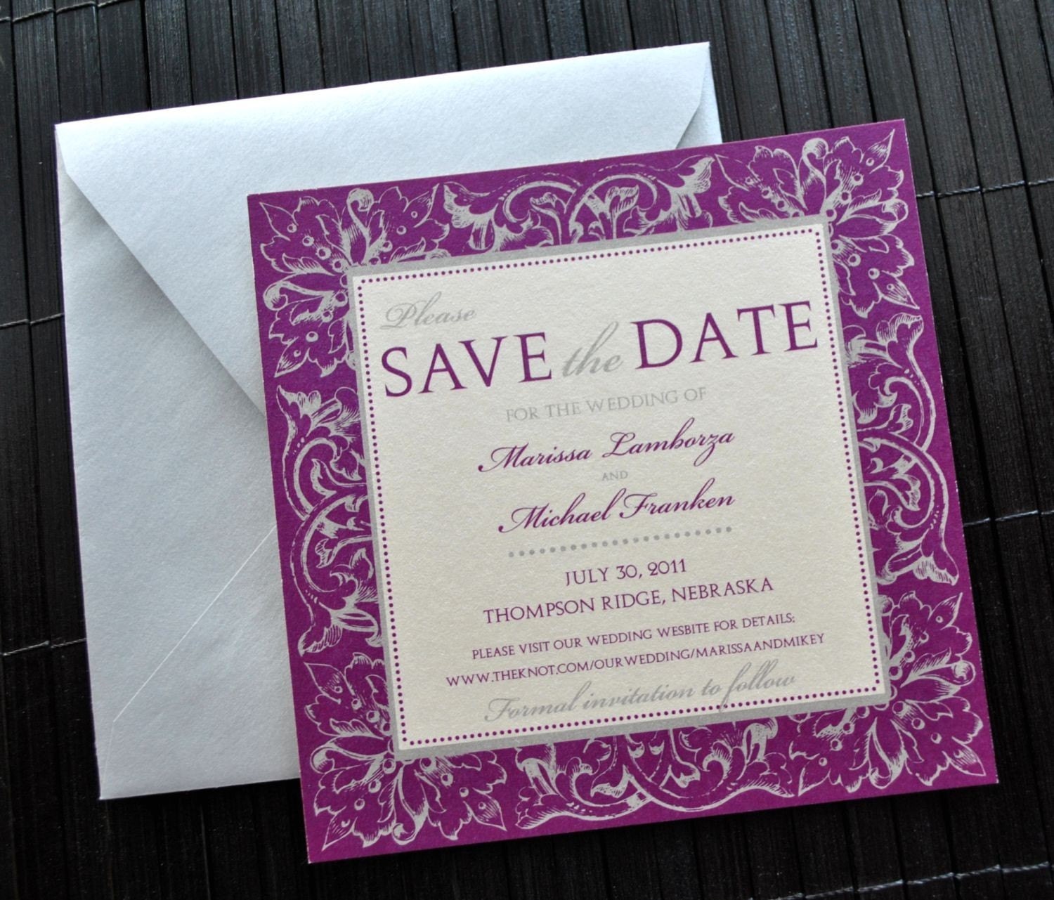 ivory black purple wedding envelopes