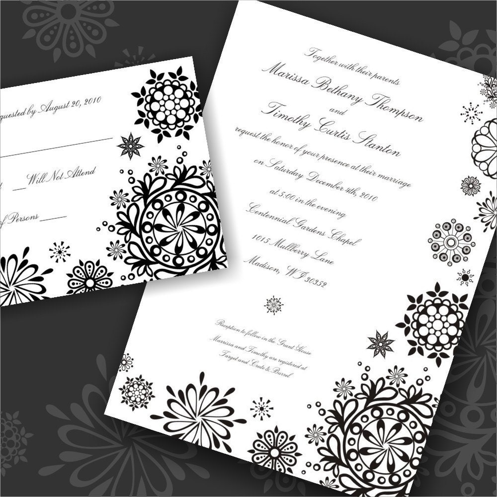 Wedding Invitation SAMPLE Modern Snow Snowflake Custom Personalized 