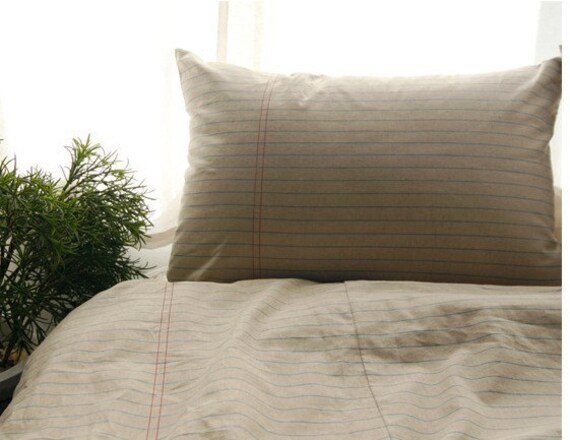 Zakka Beige Khaki Red Blue Stripes Lines Cloth Fabric 55 x 19 Inches