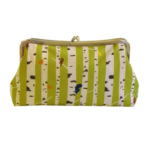 Clutch purse with woodland birch forest