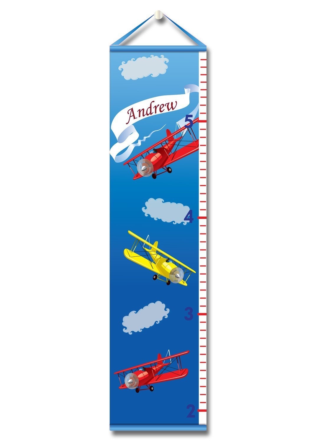 Personalized Growth Chart-Vintage Airplane Growth Chart