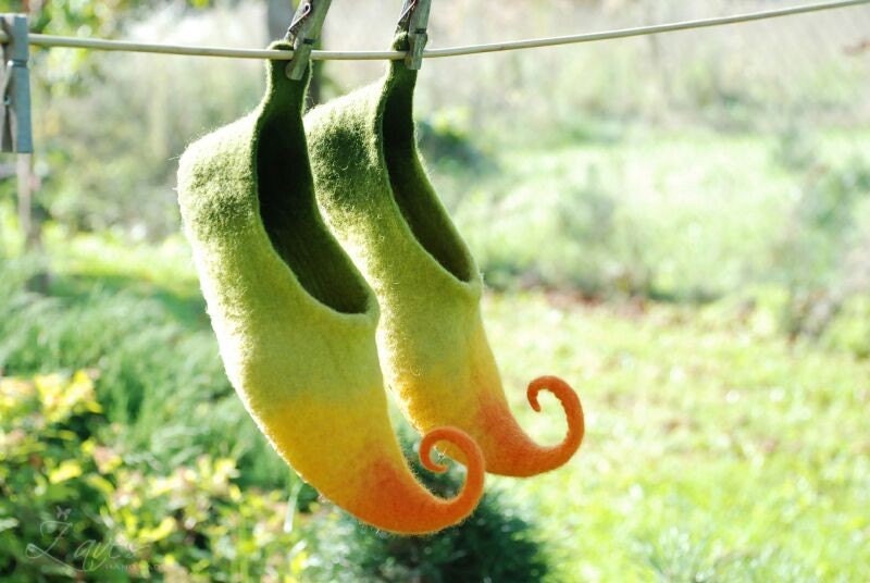 Fairy shoes/ felted home slippers, colourful, HANDMADE TO ORDER