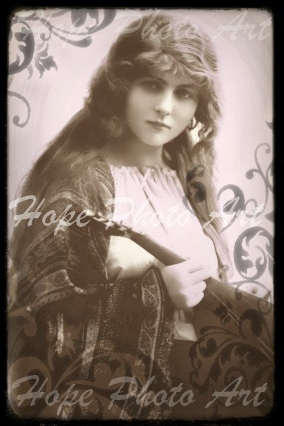 Vintage Gypsy 4x6 Postcard - backgrounds greeting cards atc aceo note cards paper supplies - U print 300dpi jpg