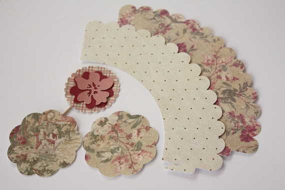 French Country Cupcake Wrappers, Cupcake Toppers and Straw Toppers - FREE SHIPPING