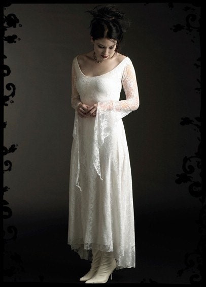Laurier Fairy Wedding Gown in Lace Custom Elegant Gothic Clothing and Dark