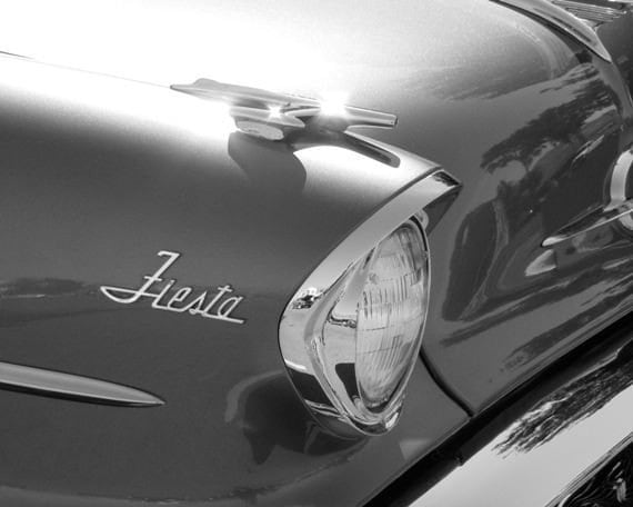 Fiesta 8x10 Black and White Metallic Classic Car Photograph IN STOCK