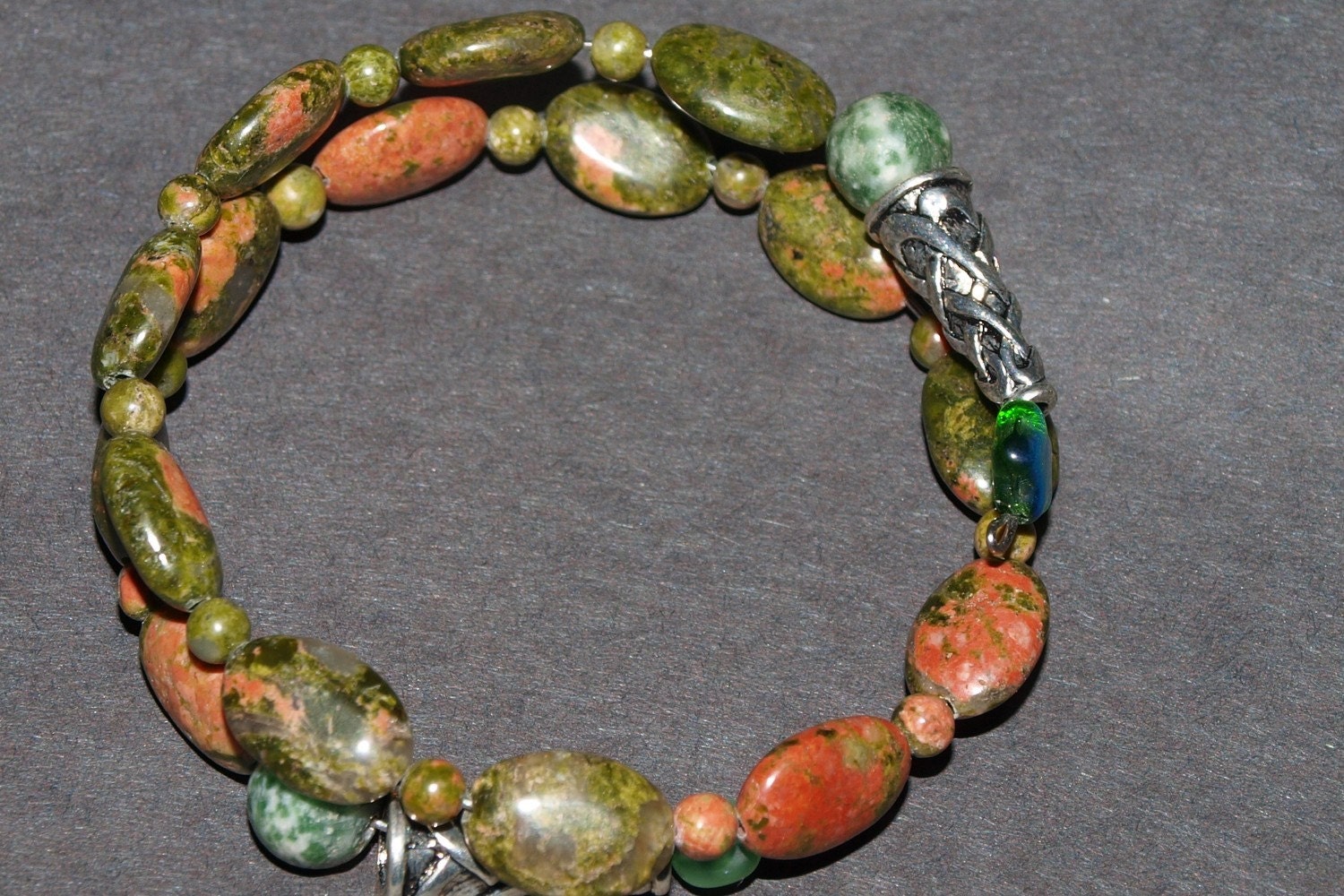 Unakite Accent Bead Bracelet