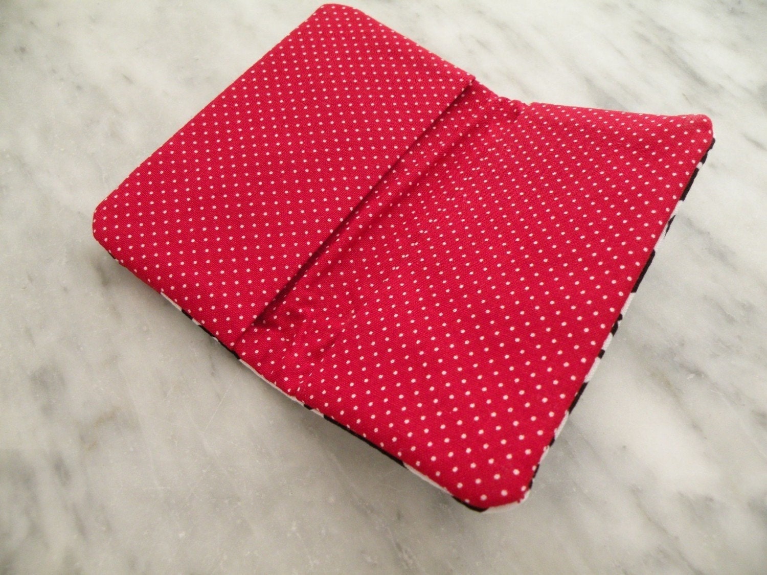 Card Holder--Business Card Holder--Black-White Dandy Damask with Red Satin Bow