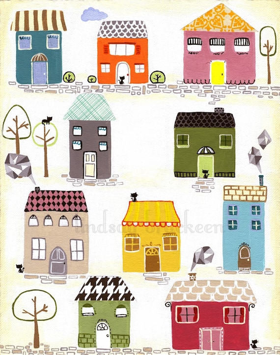 Houses Home Village Print