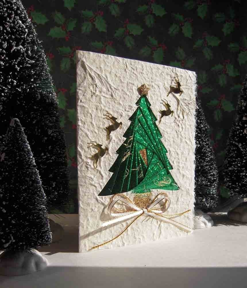 Christmas Tree Card - Iris Folding of Glistening Foils