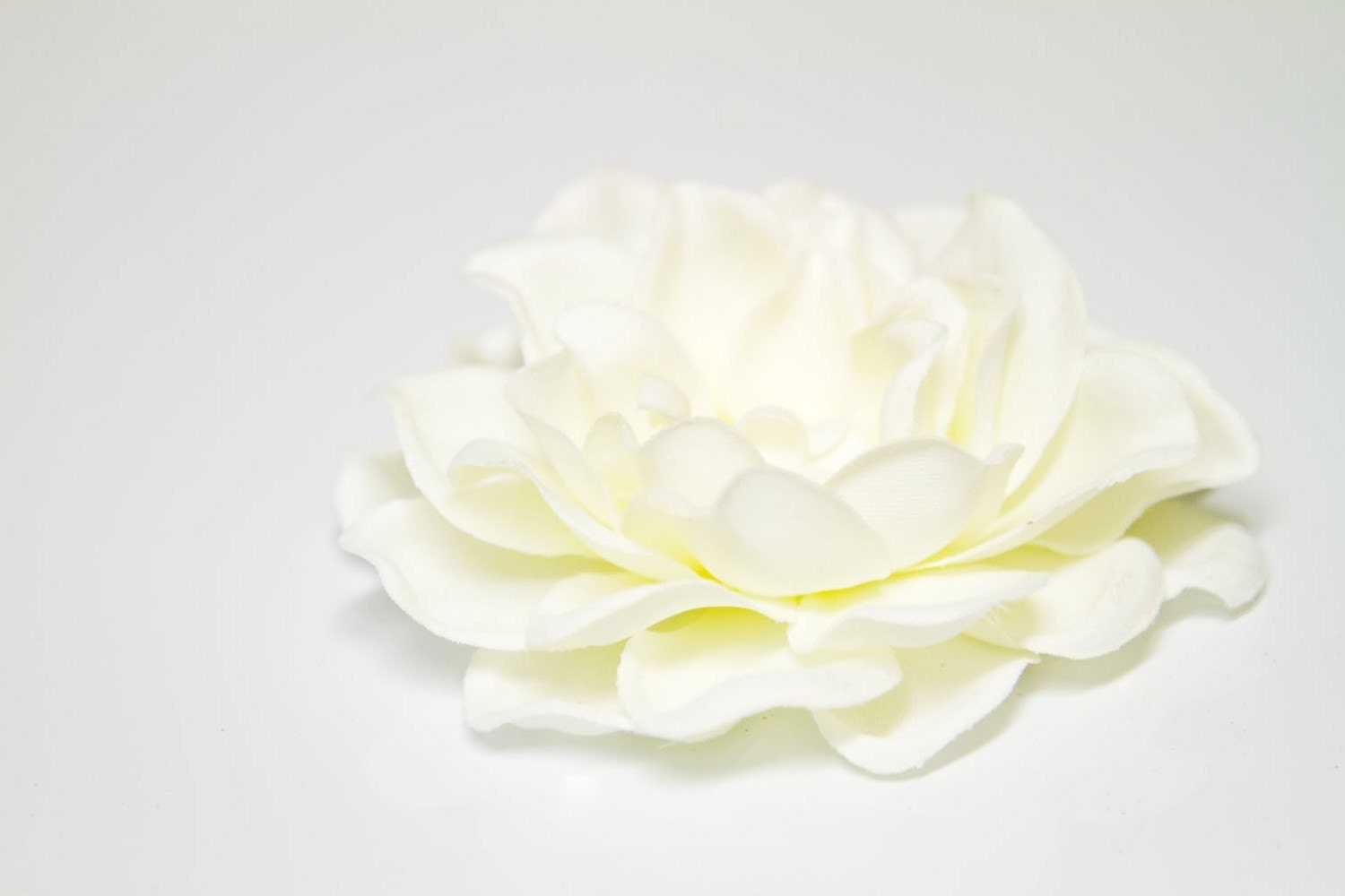 Creamy White Gardenia with a cabochon center Hand Embellished Flower Hair Clip
