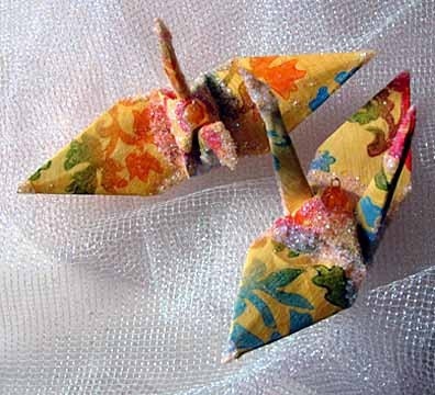Tuscan Sun Peace Crane Wedding Cake Topper Favor Ornament Origami Bird