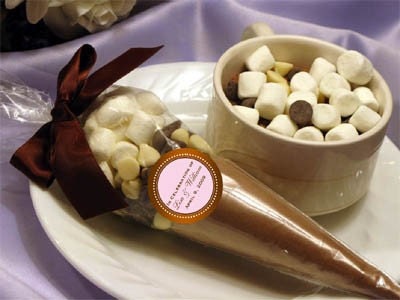 CHOCOLATE BROWN wedding hot cocoa cone favors bridal shower baby 