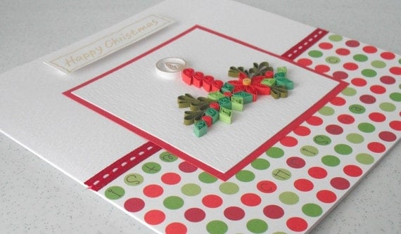 Quilled Christmas card - quilling, candles, flowers