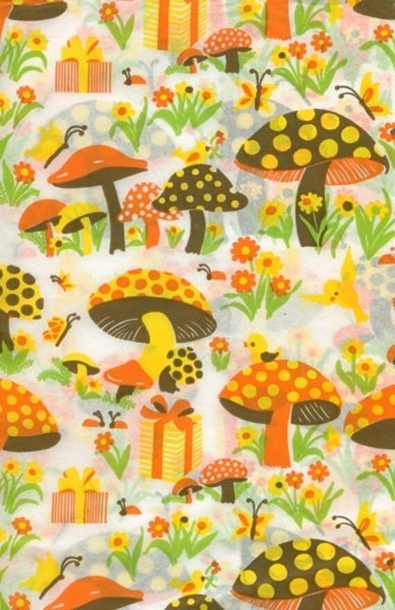 Vintage Retro Mushroom Wrapping Tissue Paper Sheets In 2021 Prints Retro Prints Retro