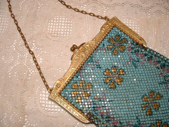 Art Deco Mandalian Enamel Mesh Purse SALE PRICE