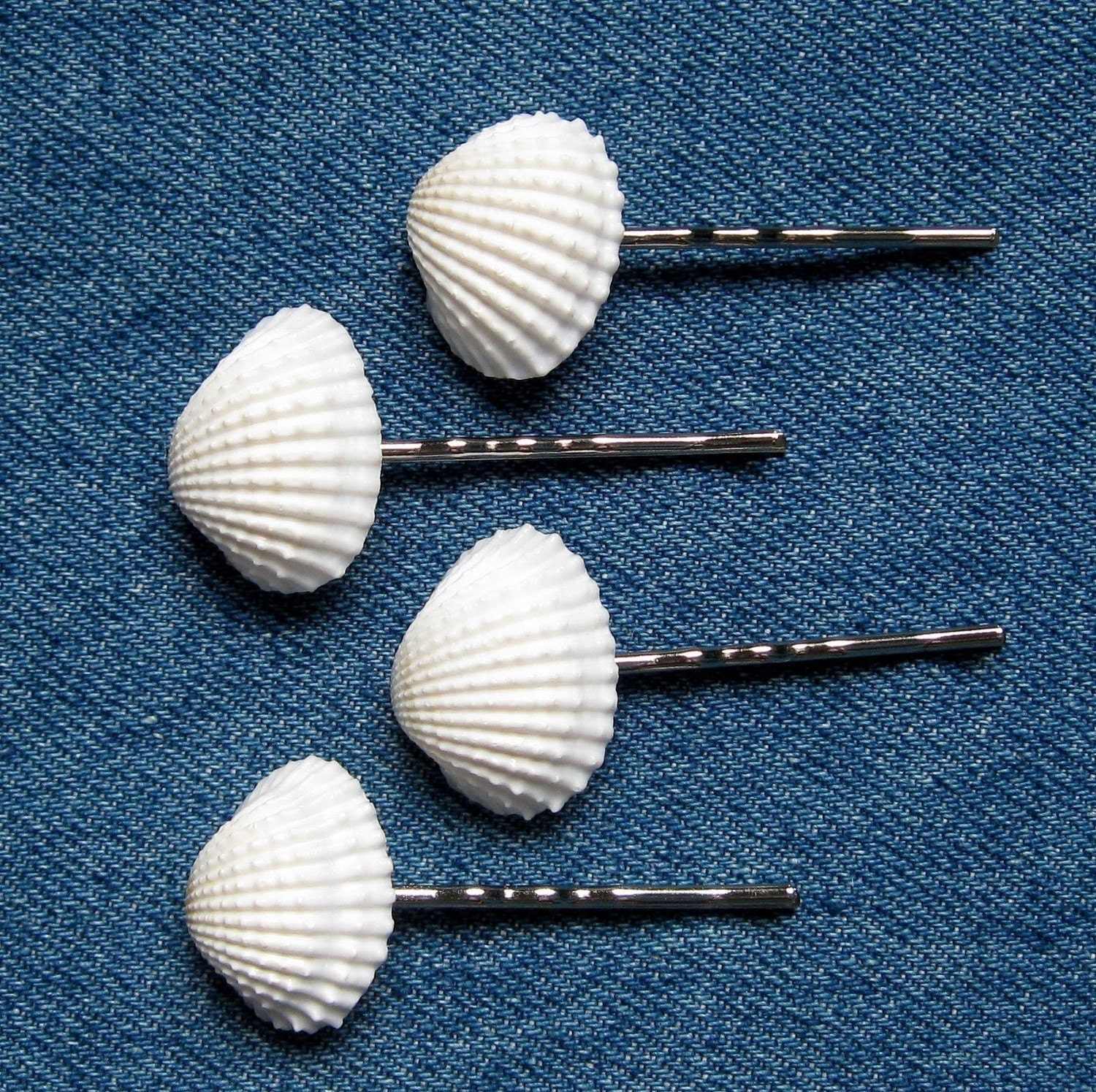 Shell заколки для волос - Seashell заколки для свадьбы берега или Пром - набор из 4