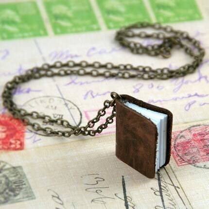 On SALE Genuine Leather Mini Journal Necklace - Handmade Accessory