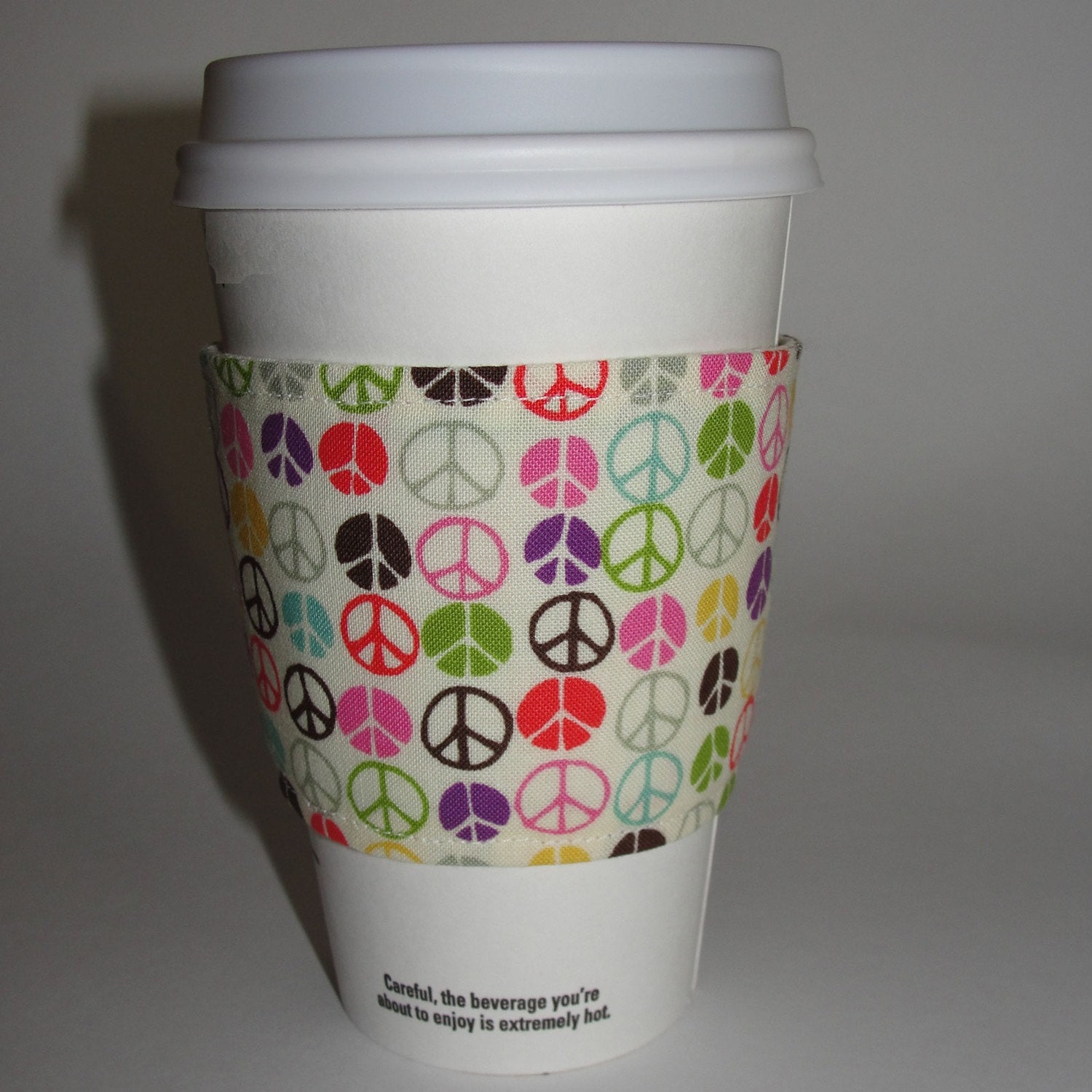 Peace Signs Reusable Coffee Sleeve--Free Shipping